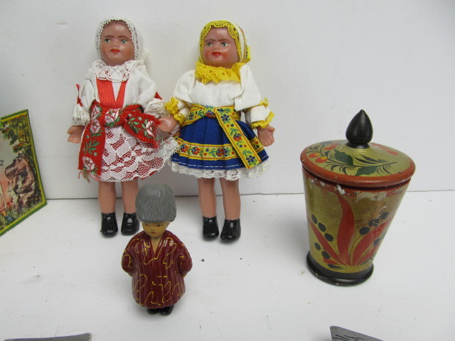 lot 23 image: Group of Vintage Russian Items Dolls etc