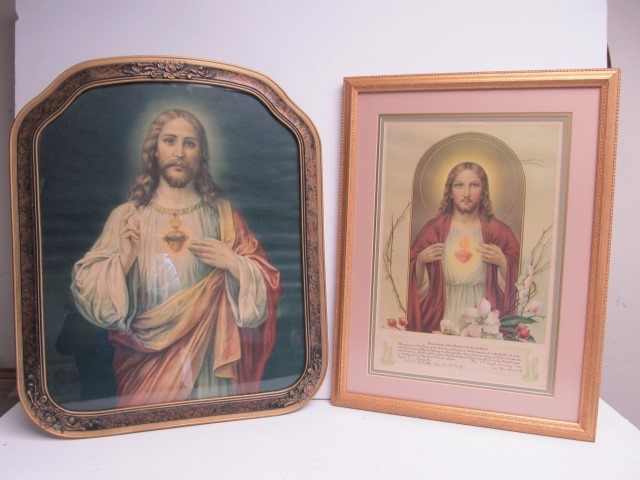 lot 15 image: Vintage 1930s & 40s Framed Religious Litho & Consecration Document