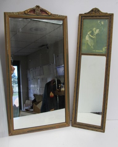 lot 16 image: Pair of Ornately Framed Antique Wall Mirrors