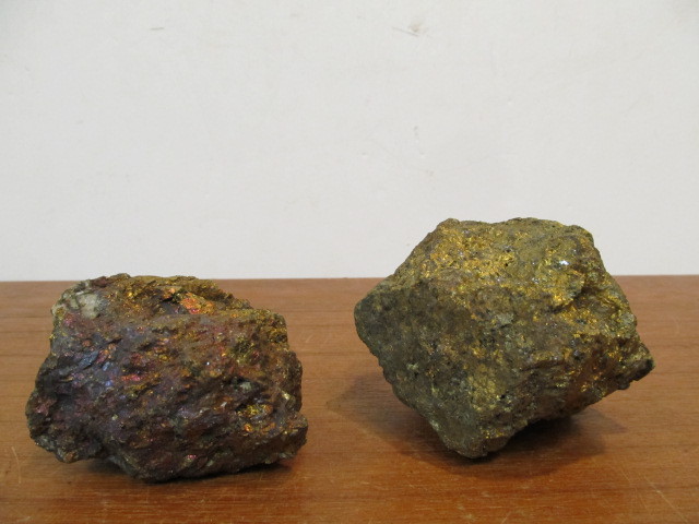 lot 157 image: 2 Larger Chunks of Chalcopyrite Peacock Ore