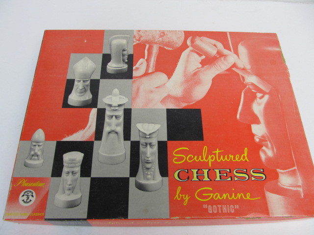 lot 65 image: NOS Vintage Mid Century 1961 Gothic Chess Set