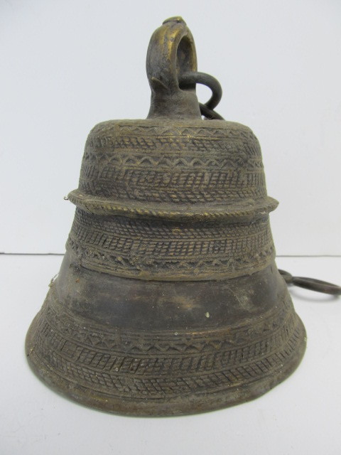 lot 74 image: Antique Solid Brass Bell wChain