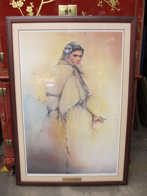 lot 87 image: Large Framed Signed Numbered Native American Princess Print by Marie Buchfink