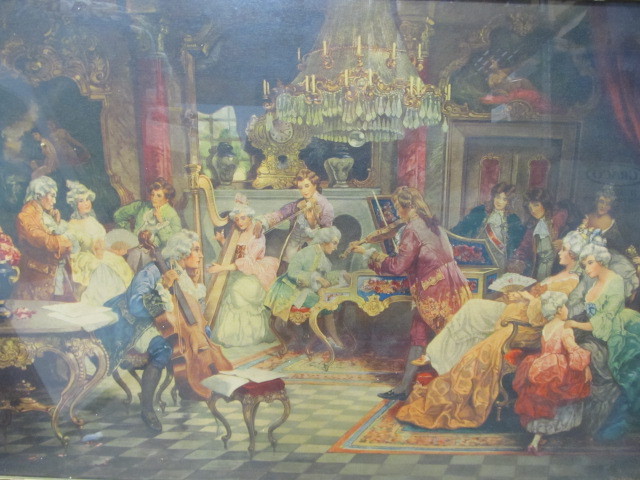 lot 94 image: Large Old Vintage Framed George Wohlking Victorian Scene Print