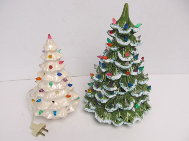 lot 108 image: Pair of Vintage Ceramic Christmas Trees