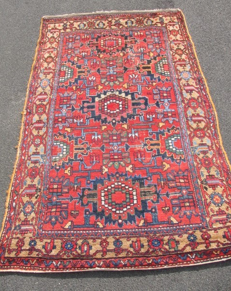 lot 96 image: Old Vintage Hand Knotted Oriental Wool Rug