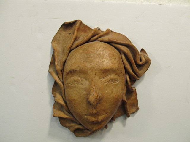 lot 122 image: Group of 3 Vintage Leather Face Wall Hangings