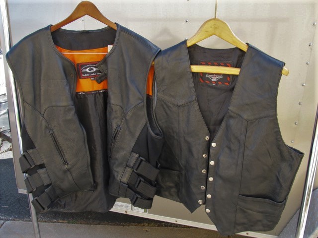 lot 179 image: 2 Genuine Leather Motorcycle Vests