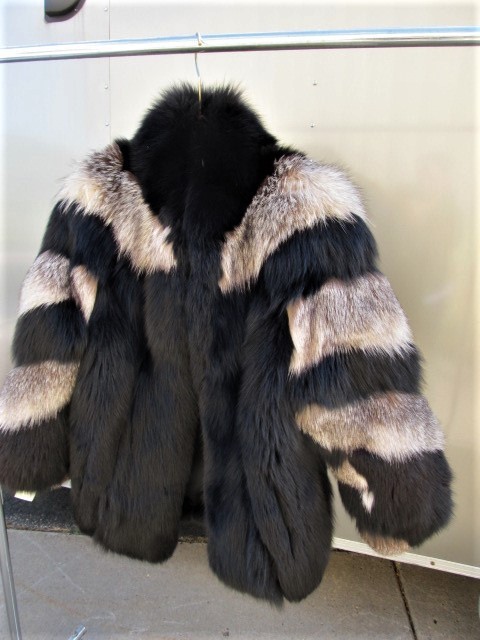 lot 148 image: Ladies Waist Length Striped Fur Coat