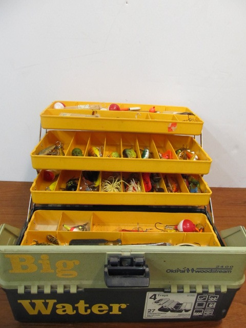 lot 190 image: Vintage Tackle Box FULL of Tackle & Supplies #1