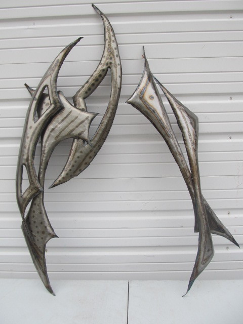 lot 239 image: 2 LARGE Torched Steel Wall Sculptures