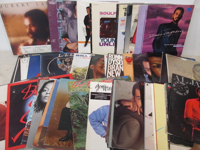 lot 220 image: Lot of 60 Assorted Vintage R&ampBSoul Vinyl Records