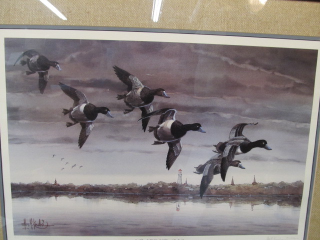lot 258 image: Les Kouba Bluebills Visit Silver Lake Minnesota SignedNumbered