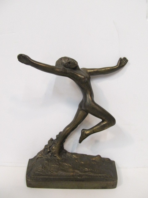lot 259 image: Original 1930s Deco Bronze or Cast Iron Nude Sculpture