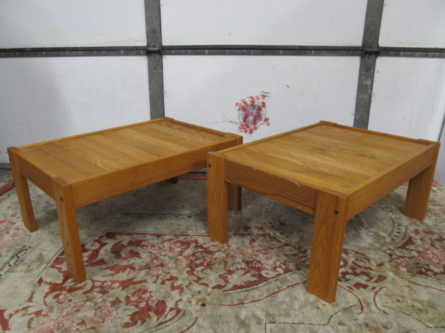 lot 131 image: Pair of Solid White Oak Side Tables 