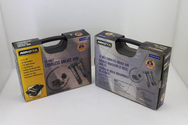 lot 3 image: (2) Nikota NIB 12v Grease Guns