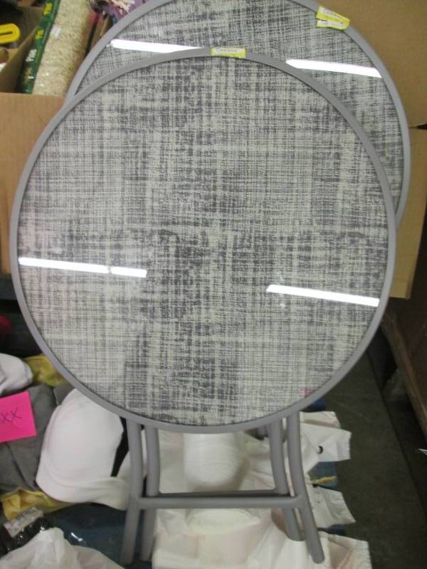 lot 105 image: Foldable Patio Tables (2pcs) (Grey)...