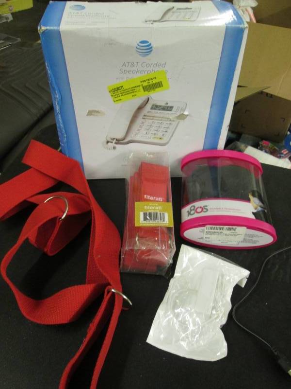 lot 119 image: At&T Corded Speaker Phone, 2 Yoga M...