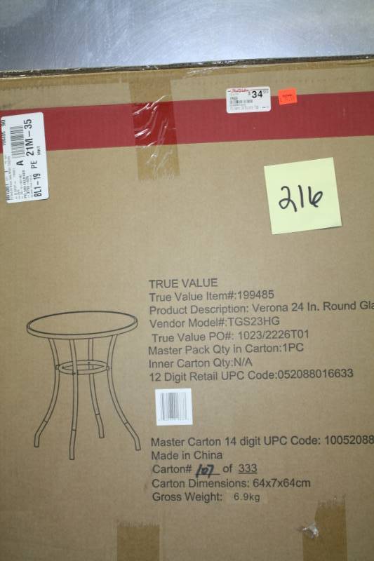 lot 216 image: 24 Round Glass Table