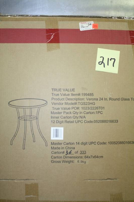 lot 217 image: 24 Round Glass Table