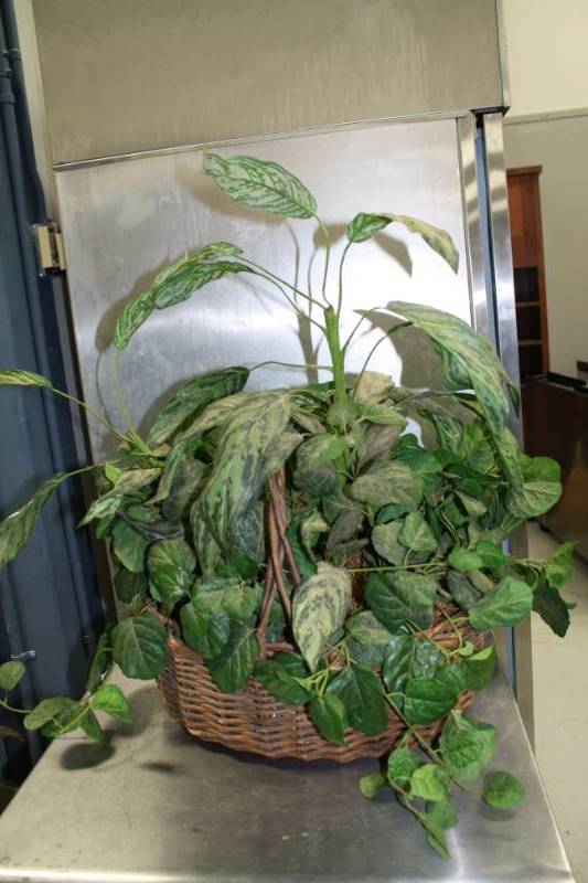 lot 218 image: Silk Flower Basket Arrangement