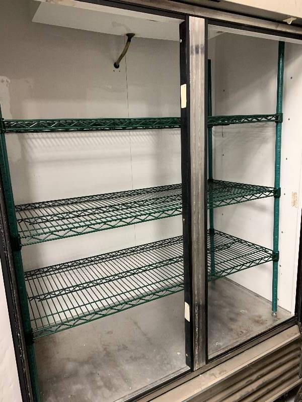 True, Mod T-49F, two door commercial freezer, NSF,&nbsp caster mounted, 220volts, 14.8 amps, 54x30x82H.-1Runs Freezes