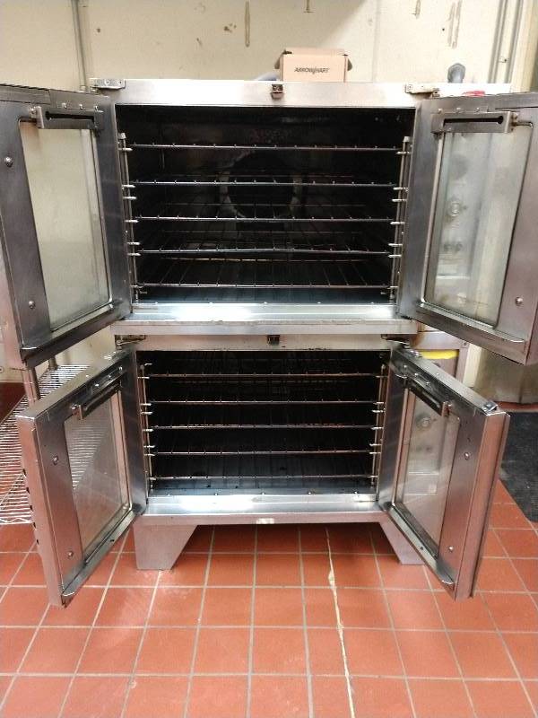 lot 7 image: LANG MFG. CO.  ELECTRIC CONVECTION OVEN, MODEL # ECO-8M,Double stacked. 3 phase or can convert to single phase.