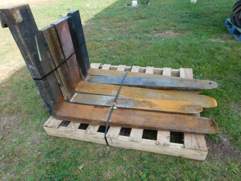 lot 17 image: Pallet of Assorted Class III & 1 Single Class IV Forklift Forks