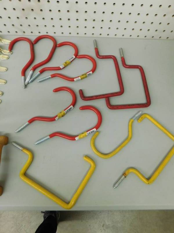 lot 40 image: Misc. Lot of Ceiling Hooks, Drawer Handles & Coat Hooks
