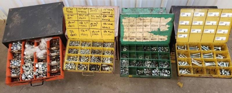 lot 44 image: Four Part Bins with Contents