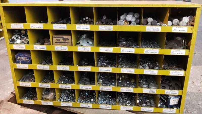 lot 50 image: Two Steel Nut & Bolt Bins with Contents