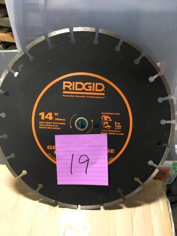 RIDGID 14 in. Dual-Purpose Walk-Behind Saw Diamond Blade in very good conditition