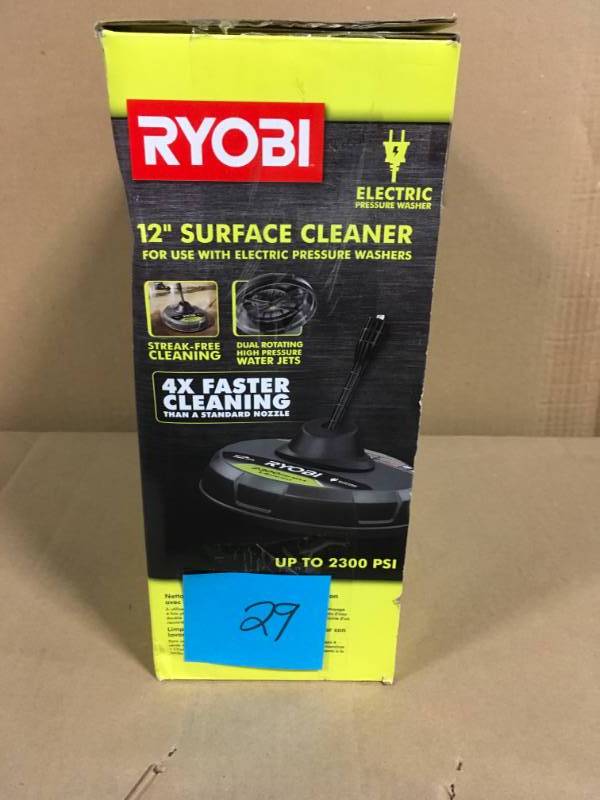 lot 29 image: RYOBI 12 in. 2,300 PSI Electric Pressure Washers Surface Cleaner  in very good condition