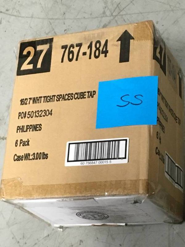 lot 55 image: Case of HDX 7 ft. 162 Indoor Tight Space Cube Tap Extension Cord, White 6 PACK New