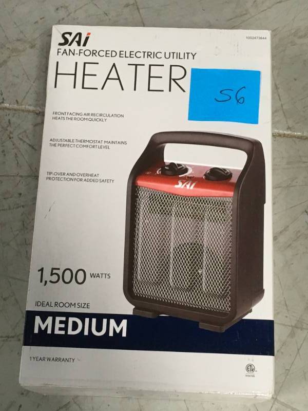 lot 56 image: SAI 1,500-Watt Recirculating Utility Heater in very good condition