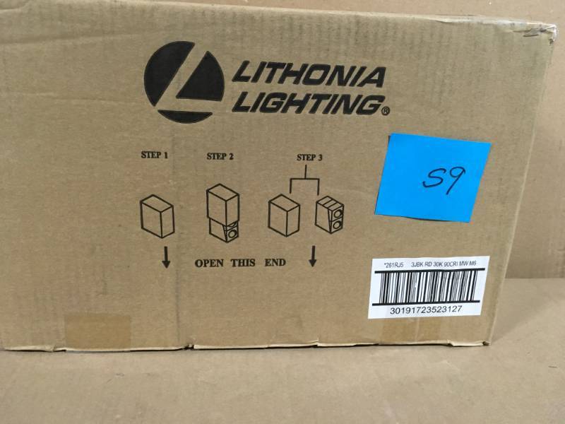 lot 59 image: Case of 3 Lithonia Lighting OneUp 3 in. White Integrated LED Recessed Kit not used