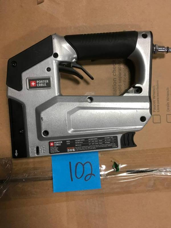 lot 102 image: Porter-Cable Pneumatic 18-Gauge 38 in. Crown Stapler in very good condition