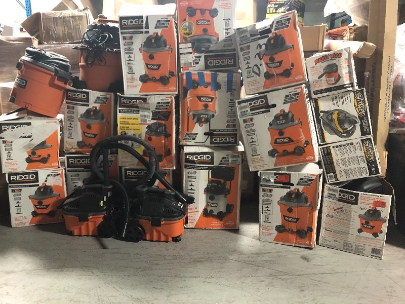 lot 109 image: WHOLESALE MIXED LOT OF RETURNS of Ridgid vacuums  all various conditions