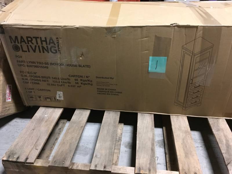 Martha Stewart Living Lynn 20 in. W x 15 in. D x 68 in. H Tall Side Unit in School House Slate in very good condition