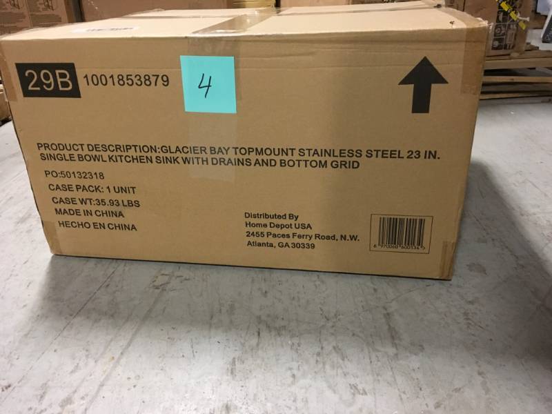 Glacier Bay Drop-in Stainless Steel 23 in. 4-Hole Single Bowl Kitchen Sink Kit in Satin in very good condition
