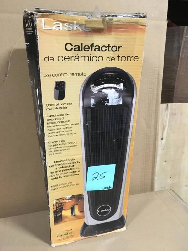 Lasko 23 in. 1500-Watt Electric Portable Ceramic Tower Heater USED