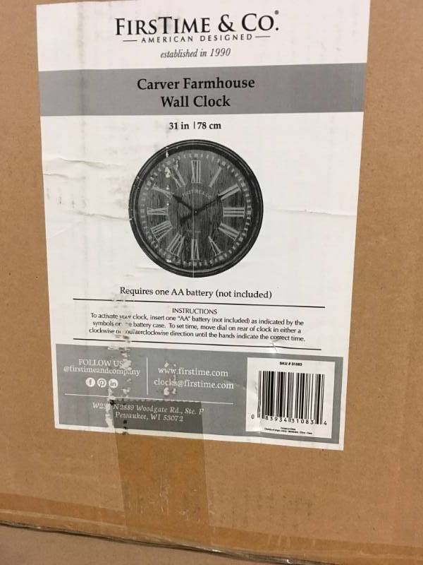 31 in. Carver Farmhouse Wall Clock by FirsTime & Co. in very good condition