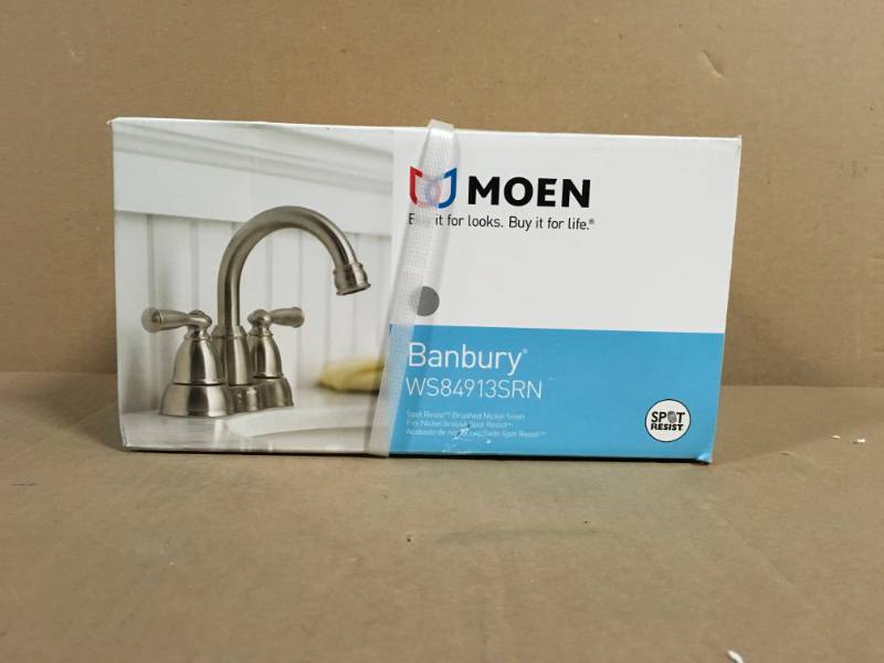 Banbury 4 in. Centerset 2-Handle Bathroom Faucet in Spot Resist Brushed Nickel in very good condition