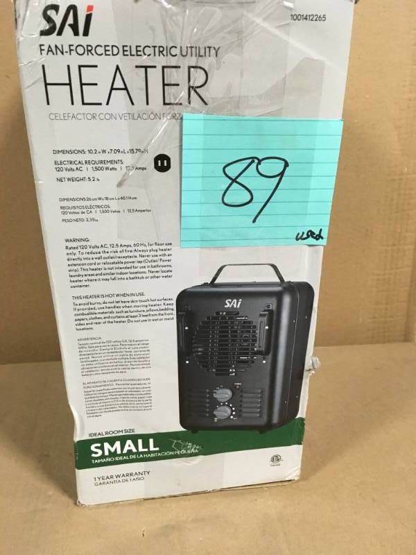 1500-Watt Milkhouse Utility Electric Portable Heater with Thermostat - Black USED good