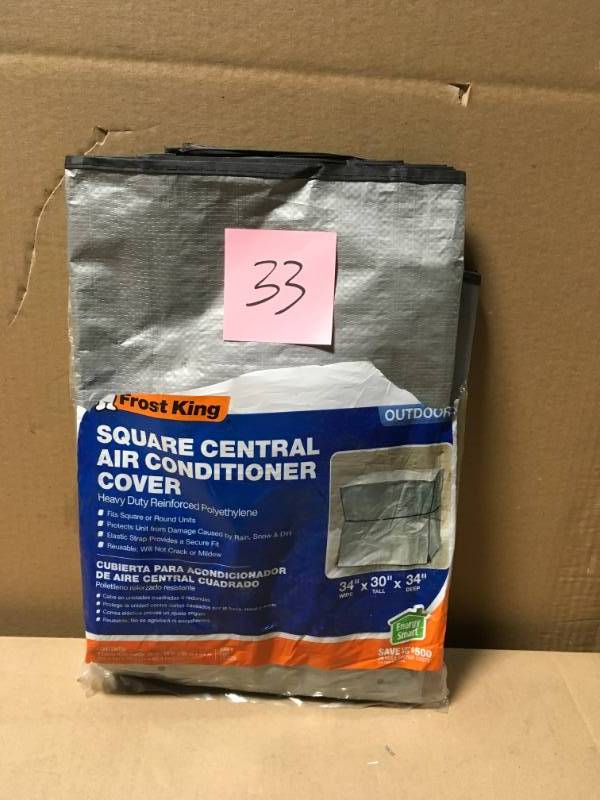 lot 33 image: Frost King EO 34 in. x 34 in. x 30 in. Plastic Square Central Air Conditioner Cover in good condition