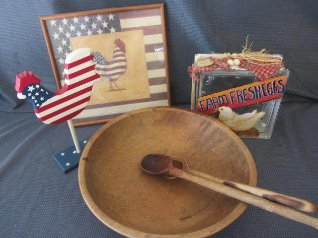 Wooden Bowl, Patriotic Rooster