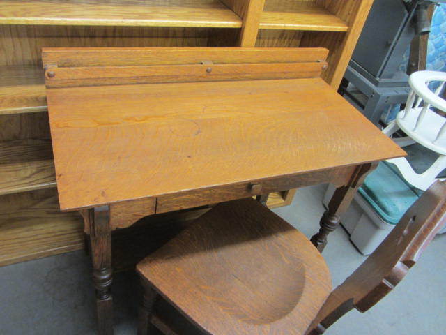 Vintage Oak Writing Desk & Chair