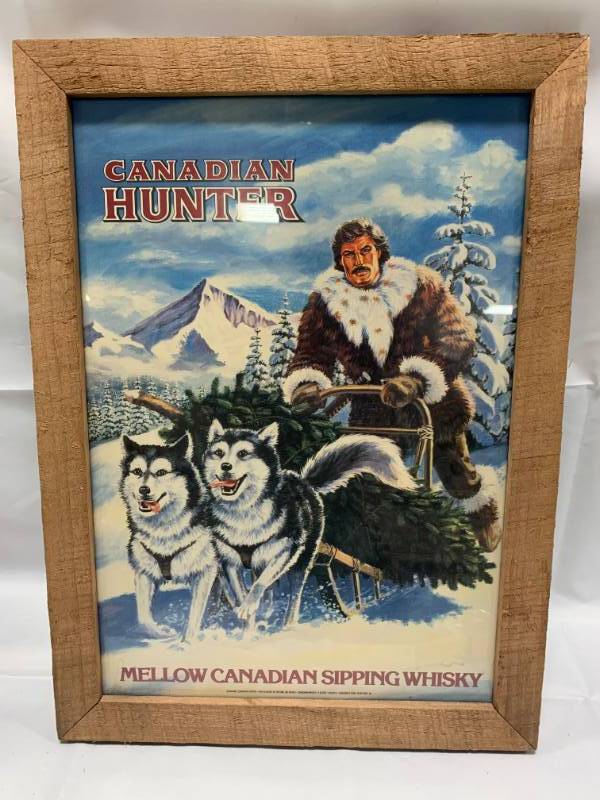 lot 16 image: Framed Canadian Hunter Sipping Whisky
