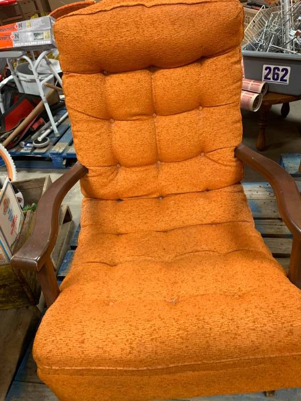 lot 33 image: Antique Mid Modern Rocking High Back Chair