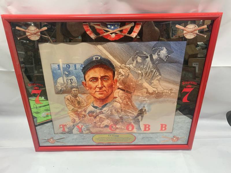 lot 50 image: Vintage Seagrams 7 Ty Cobb Mirror